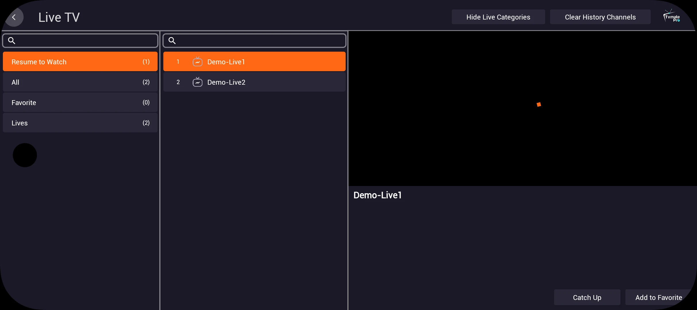 IPTV TvMate Player Pro screenshot